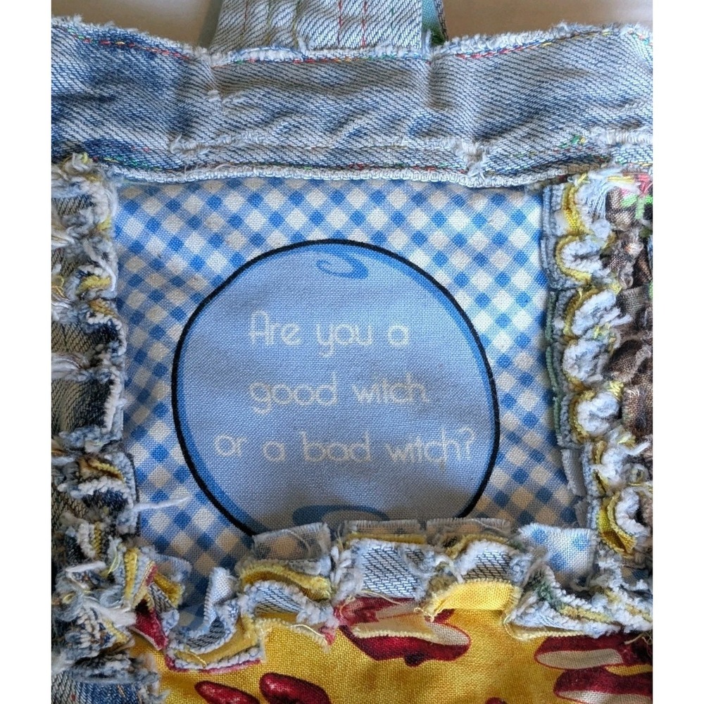 Upcycled Denim Tote Bag Wizard Of Oz Patchwork Tommy Hilfiger Handmade Jeans - Picture 8 of 14